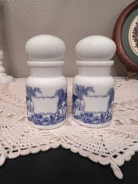 Blue and White Apothecary Jars - Set of 2
